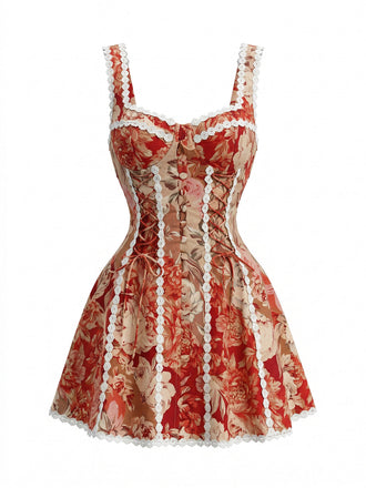 Ensemble Tankini Floral Croisé Col en V années '60