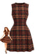 Robe en A à Carreaux Sans Manches Rouge Années 1960