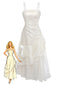 Robe Blanche en Satin à Volants Années 1940