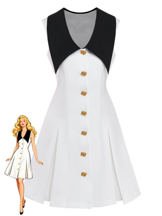 Robe mini blanche col Chelsea sans manches années 60