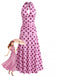 Robe midi rose pêche à pois