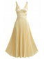 Robe plissée dos nu en satin champagne 1950s