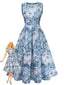 Robe sans manches imprimé floral huile 1950s