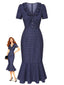 Robe sirène bleu foncé pois 1930s