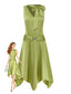 Robe chartreuse ourlet mouchoir scintillant 1920s