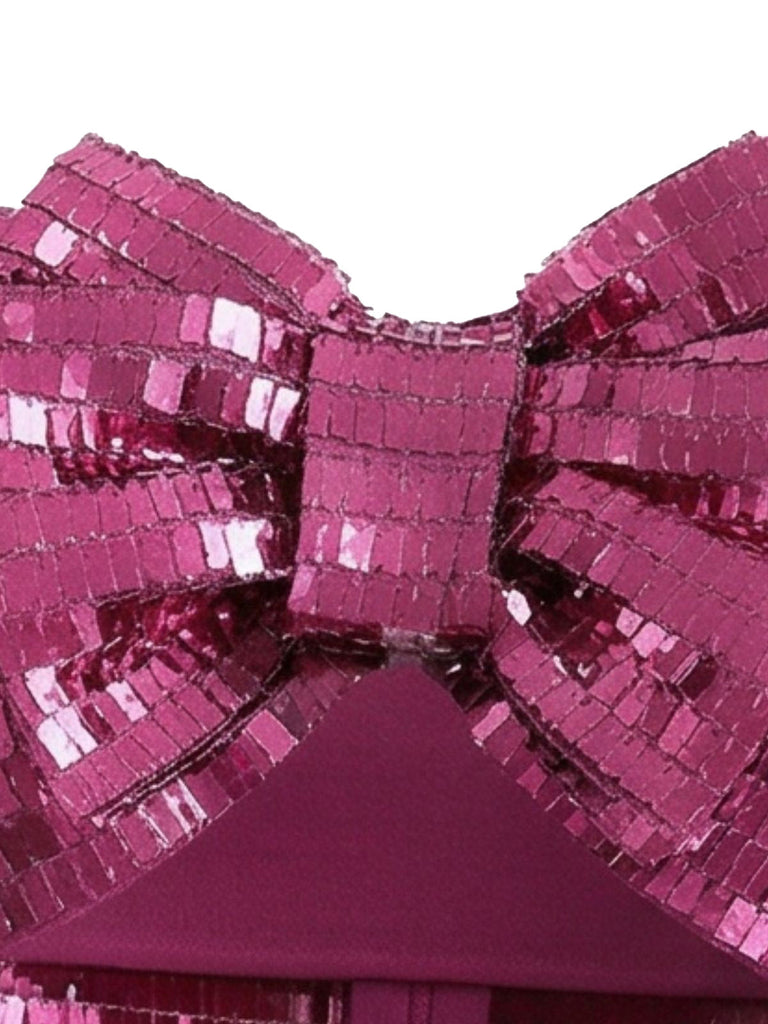 Mini Robe Bustier à Sequins Rose Rouge Années 1960