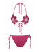Ensemble Bikini Crochet Floral Fait Main Rouge Rose Années 80