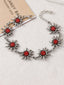 Bracelet Edelweiss Strass Métal Vieilli Réglable Style Alpin Bavaroise