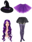Ensemble d'accessoires de costume de sorcière violet pour Halloween