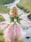 Costume d'ailes de fée avec fleurs 3D et décoration feuilles vertes
