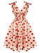 Robe trapèze noire en maille cerise des années 1950