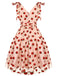 Robe trapèze noire en maille cerise des années 1950