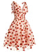 Robe trapèze noire en maille cerise des années 1950