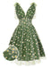 Robe trapèze noire en maille cerise des années 1950