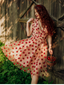Robe trapèze rose fraise années 1950 en maille Chic