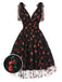 Robe trapèze verte en maille marguerite des années 1950