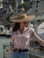 Chemise à carreaux Vichy années 1950 rose à revers