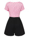 Combishort rose à pois et nœud des années 1950
