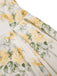 Robe jaune à fleurs antique col bateau ceinturée années 1950