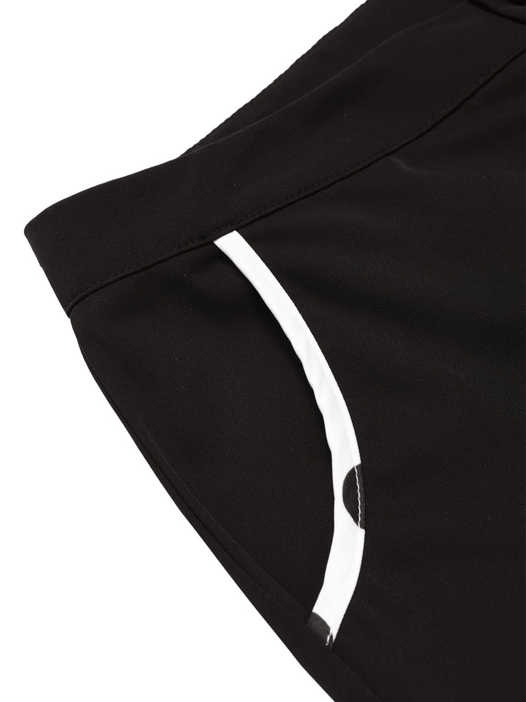 2PCS haut à pois et pantalon droit blanc et noir années 50
