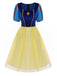 Robe en maille bleue style Blanche-Neige années 1940