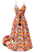 [Prévente] Robe à fleurs tropicales multicolores années 1970