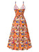 [Prévente] Robe à fleurs tropicales multicolores années 1970