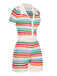 2PCS Haut et short tricotés à rayures arc-en-ciel des années 1970