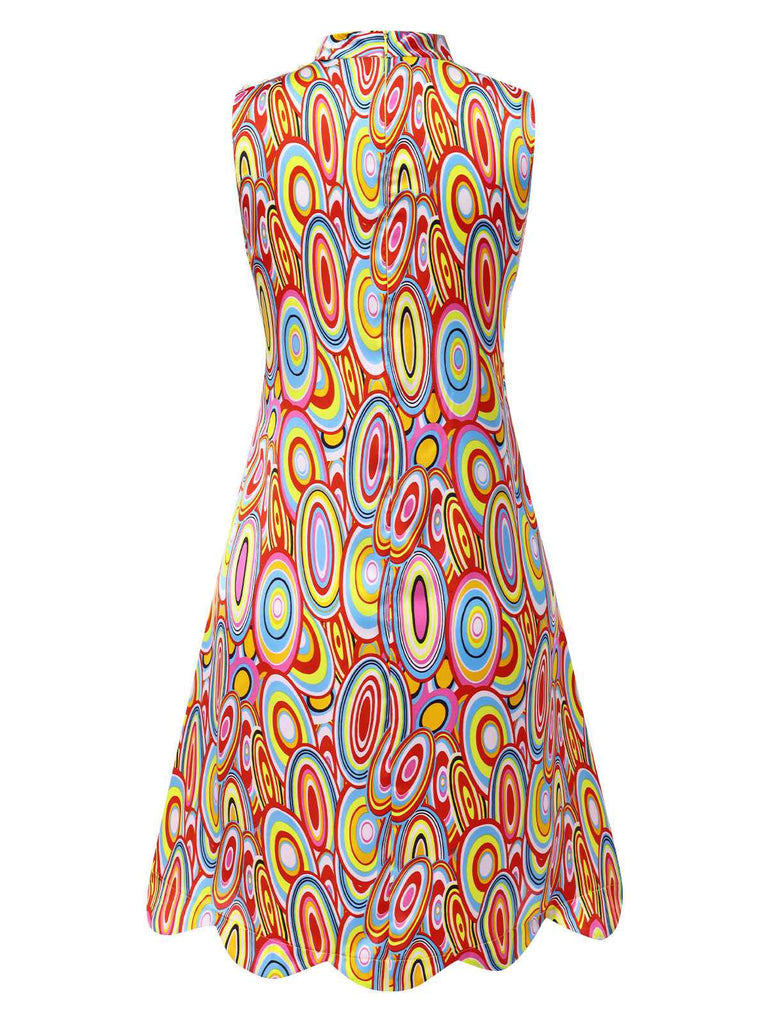 Robe trapèze sans manches multicolore style Pop Art des années 1960