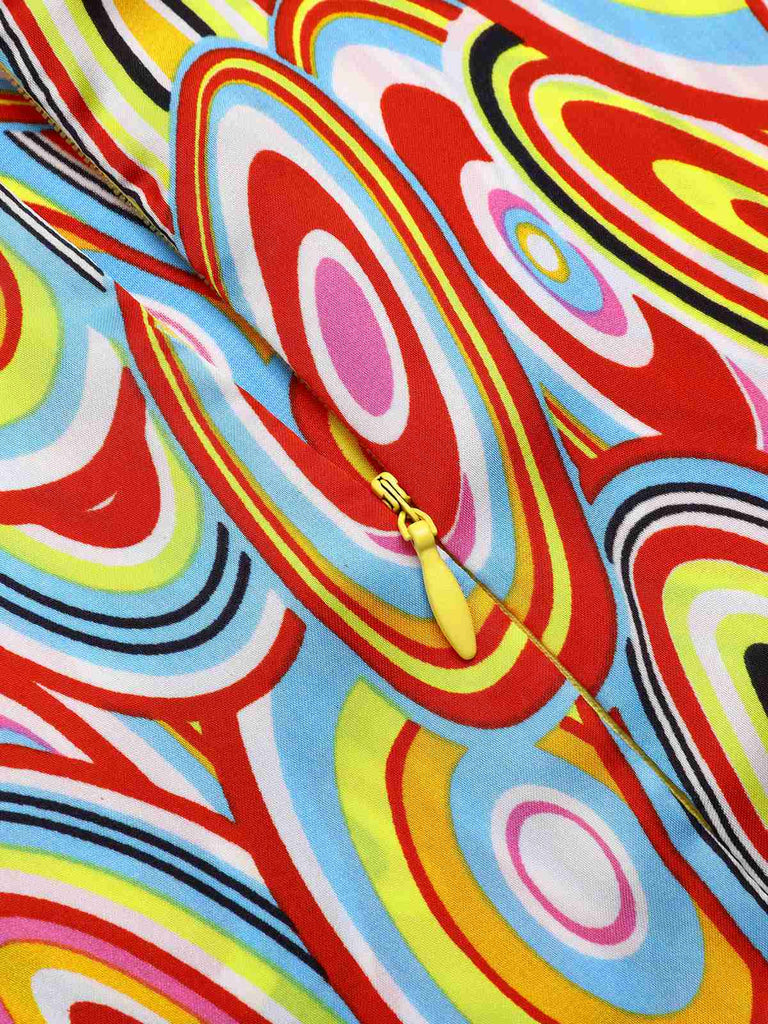 Robe trapèze sans manches multicolore style Pop Art des années 1960
