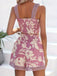 2PCS Camisole et short à bretelles larges et smockés à fleurs des années 1960