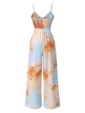 Combinaison froncée multicolore nœud papillon à bretelles des années 1930