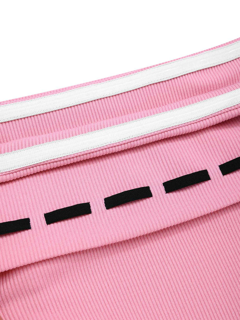 [Prévente] Robe patchwork noire et rose épaules dénudées et nœud années 1950