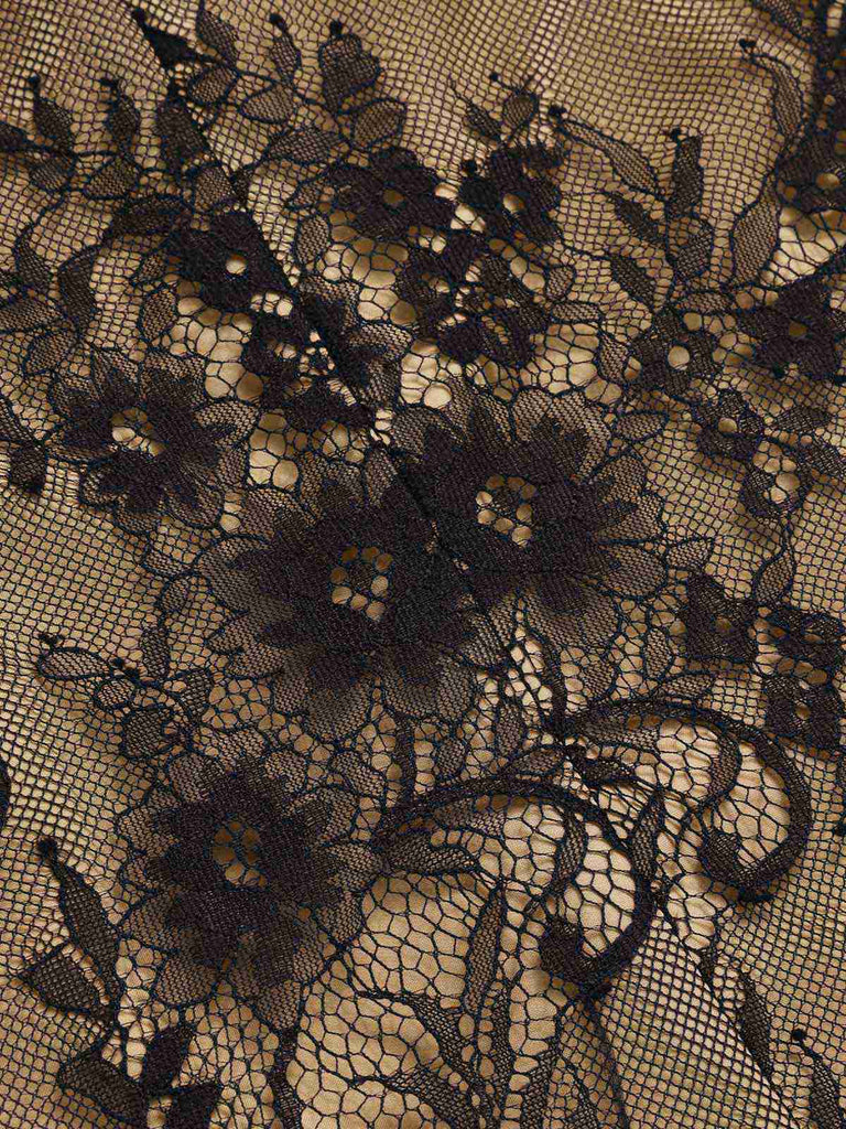 [Prévente] Robe sirène dos nu en dentelle brodée noire des années 1930