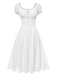 Robe blanche en coton de dentelle brodée années 1940