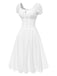 Robe blanche en coton de dentelle brodée années 1940