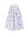 2PCS hauts bouffants blancs épaules dénudées et jupe fleurie bleue années 1950