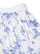 2PCS hauts bouffants blancs épaules dénudées et jupe fleurie bleue années 1950
