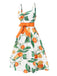 Robe orange à bretelles et nœud à la taille années 1950