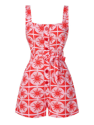 Combishort rose totem soleil boutonnée années 1950