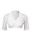 Haut court blanche à col en V en dentelle fleur années 1950