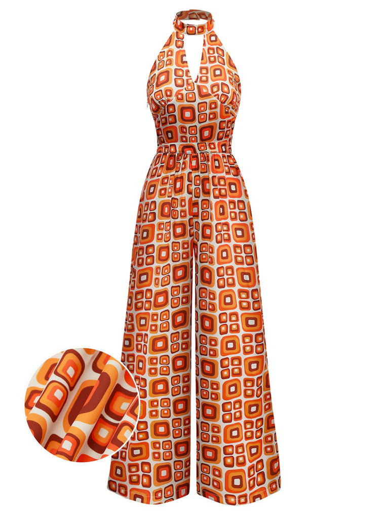 Combinaison hippie géométrique col trou de serrure années 1960