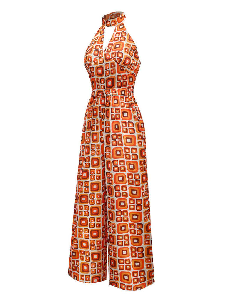 Combinaison hippie géométrique col trou de serrure années 1960