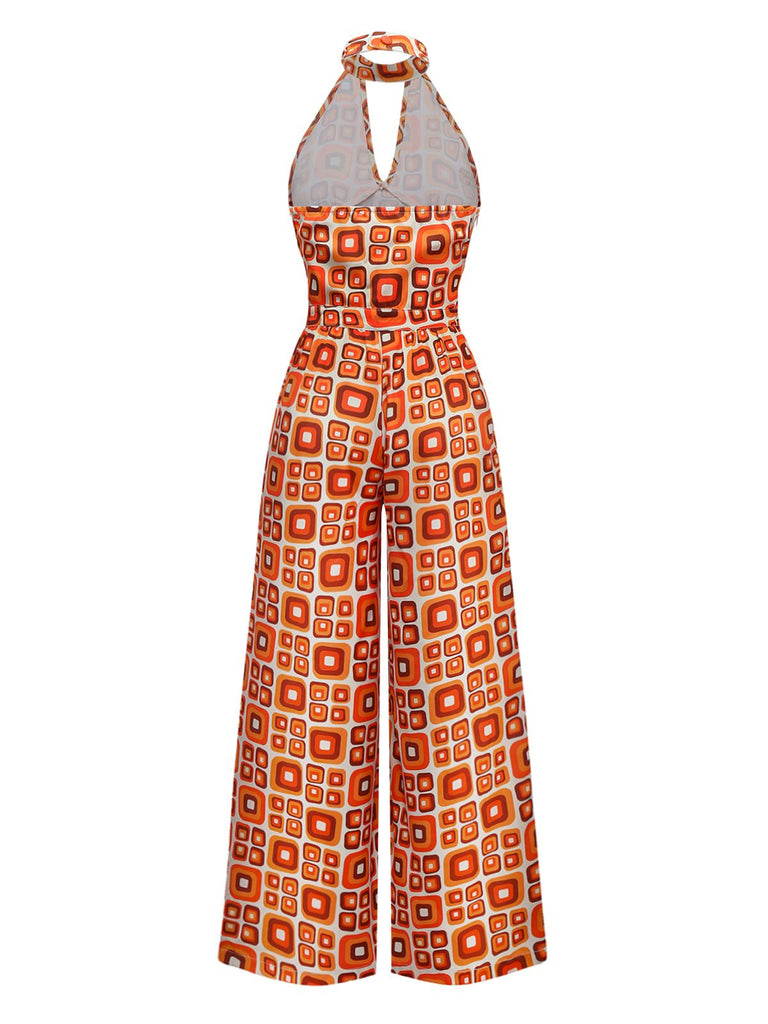 Combinaison hippie géométrique col trou de serrure années 1960