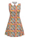 Robe orange col claudine marguerite des années 1960