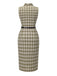 Robe à carreaux boutonnée à revers vert pois des années 1960