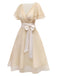 Robe de cocktail champagne en tulle satiné années 1950