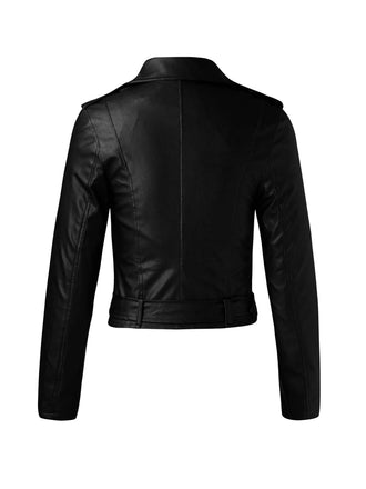 Veste courte en cuir à revers et fermeture éclair des années 1980