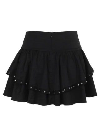 Jupe noire à lacets et boutons en métal punk des années 1980