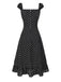 Robe à volants et col carré à pois noir années 1940